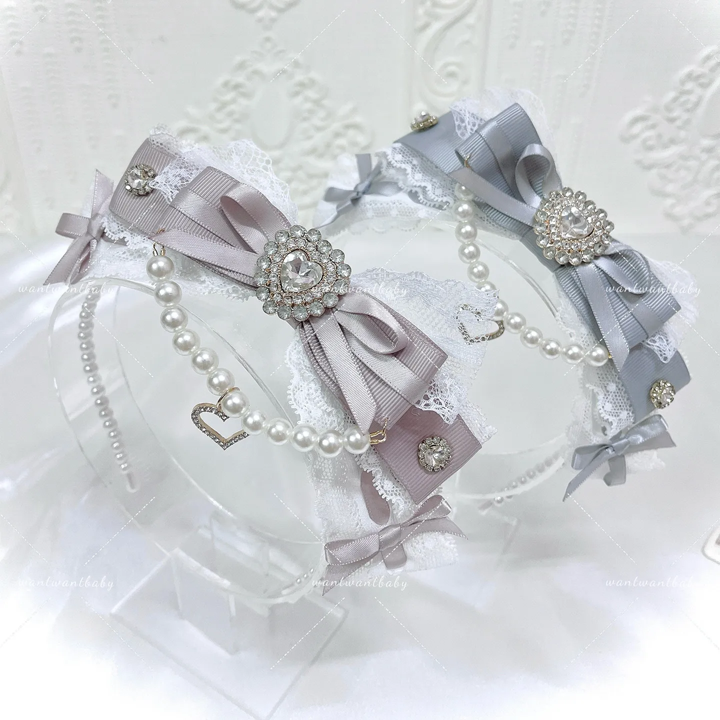 

Japanese Mass-produced Tianlei Lolita Lace Pearl Bow Headband Soft Sister Sweet and Cute Lolita Hair Accessories for Women