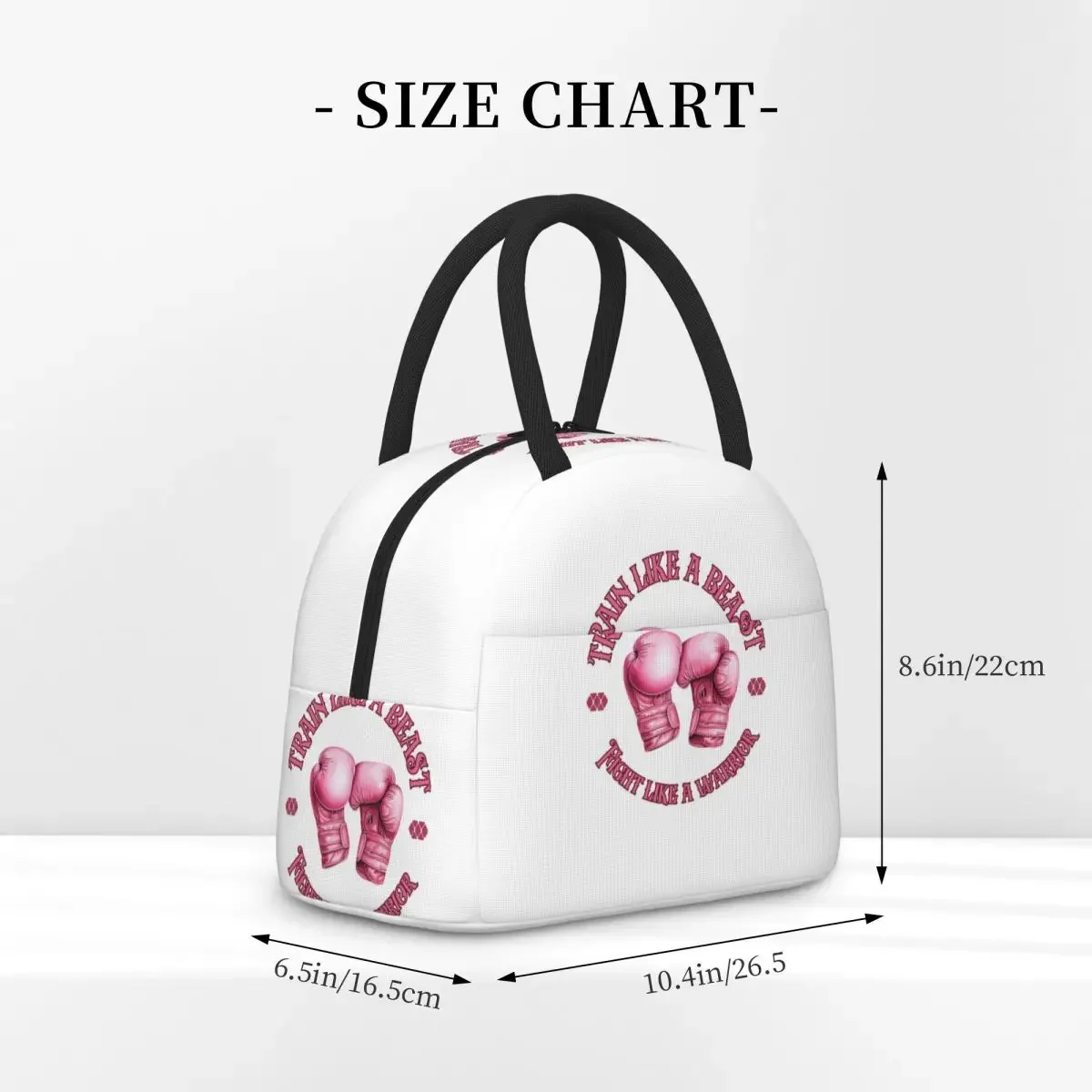Train Like A Beast Fight Like A Warrior Boxing Gloves Insulated Lunch Bag for Women Kids PortableThermal Lunch Box Tote