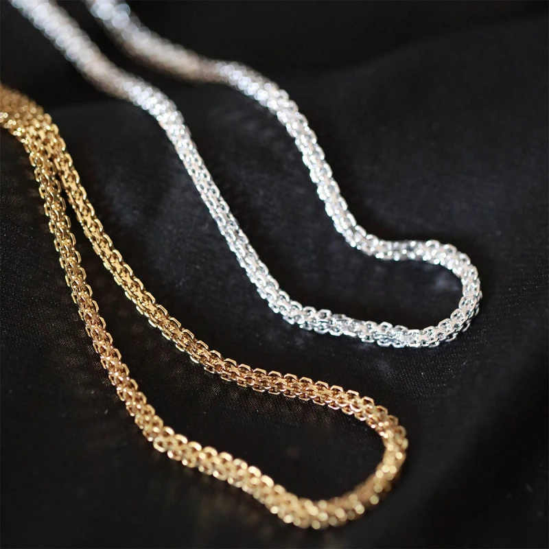 

Женская цепочка на шею, ожерелья из стерлингового серебра 925 пробы для женщин, цепочка 40 см, 2 мм, ювелирные изделия, женское ожерелье на шею, высокое качество