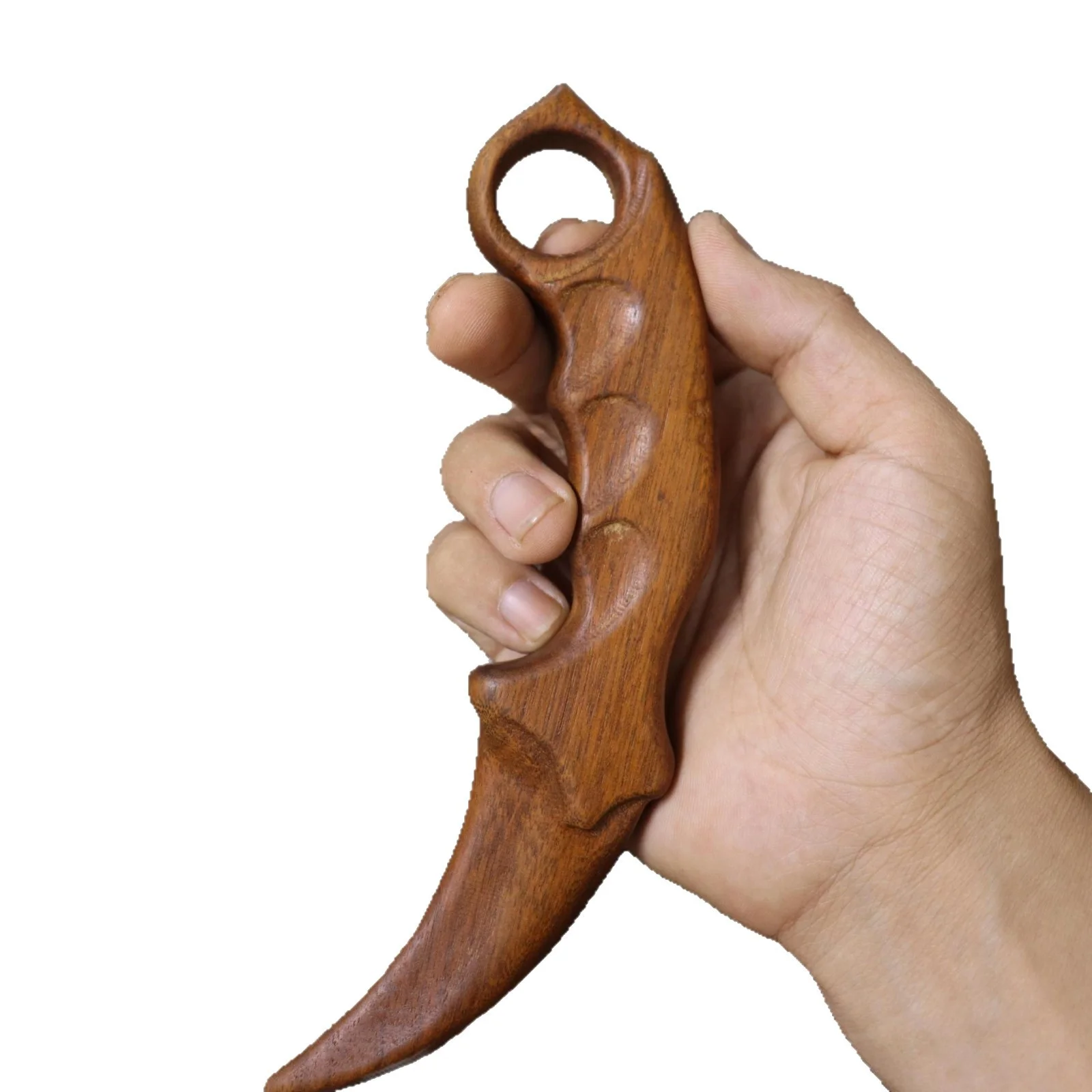 سكين مخلب خشب الصندل الذهبي، نحت الخشب بالكامل، قطعة مقبض خشبي، سكين خشبي، ممارسة فنون الدفاع عن النفس، تدريب الأداء #4