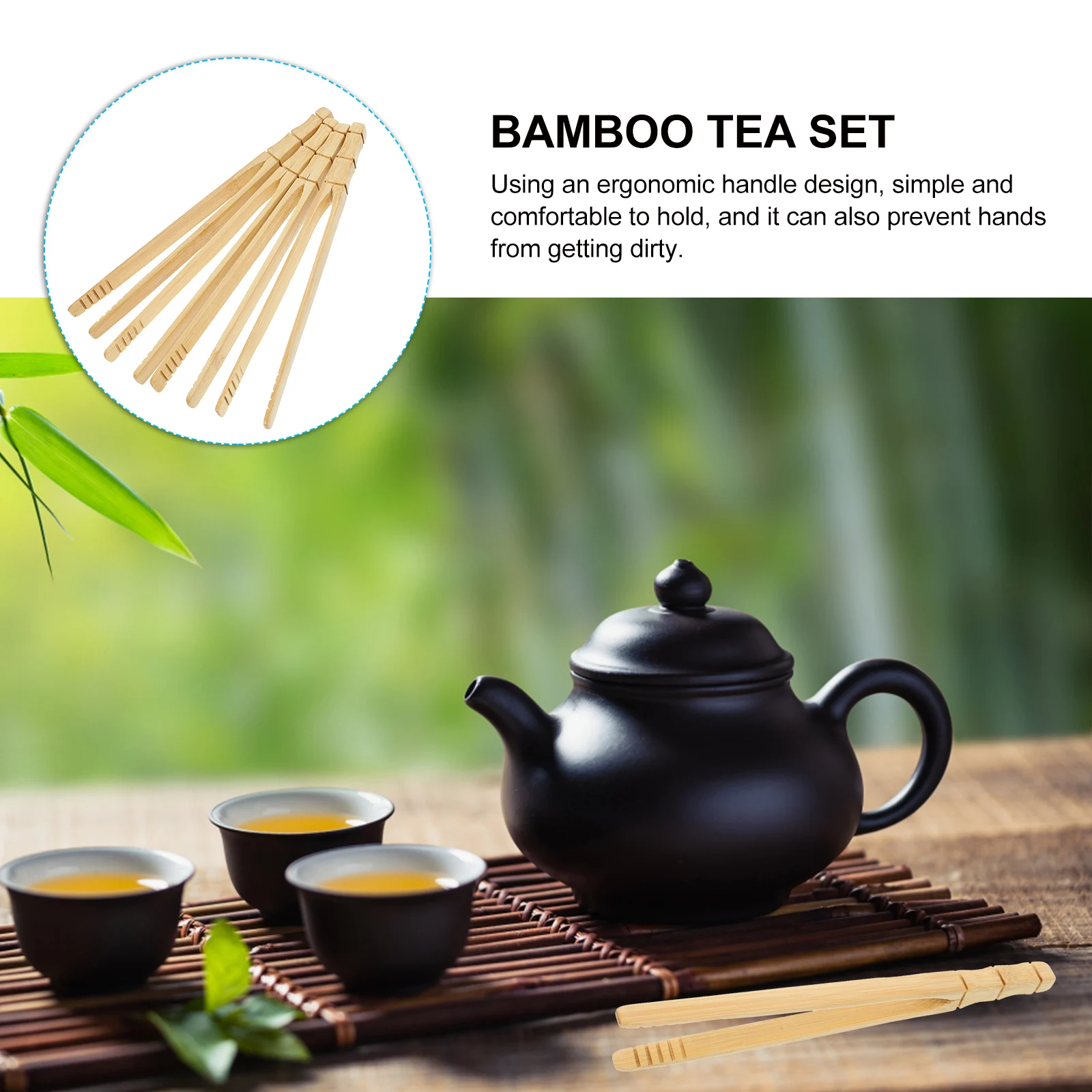 

4pcs Tea Clip Tools Bamboo Straight Cup Grips Chinese Kung Fu Tea Set Handmade Ceremony Accessories Anti Scald Practical Wash