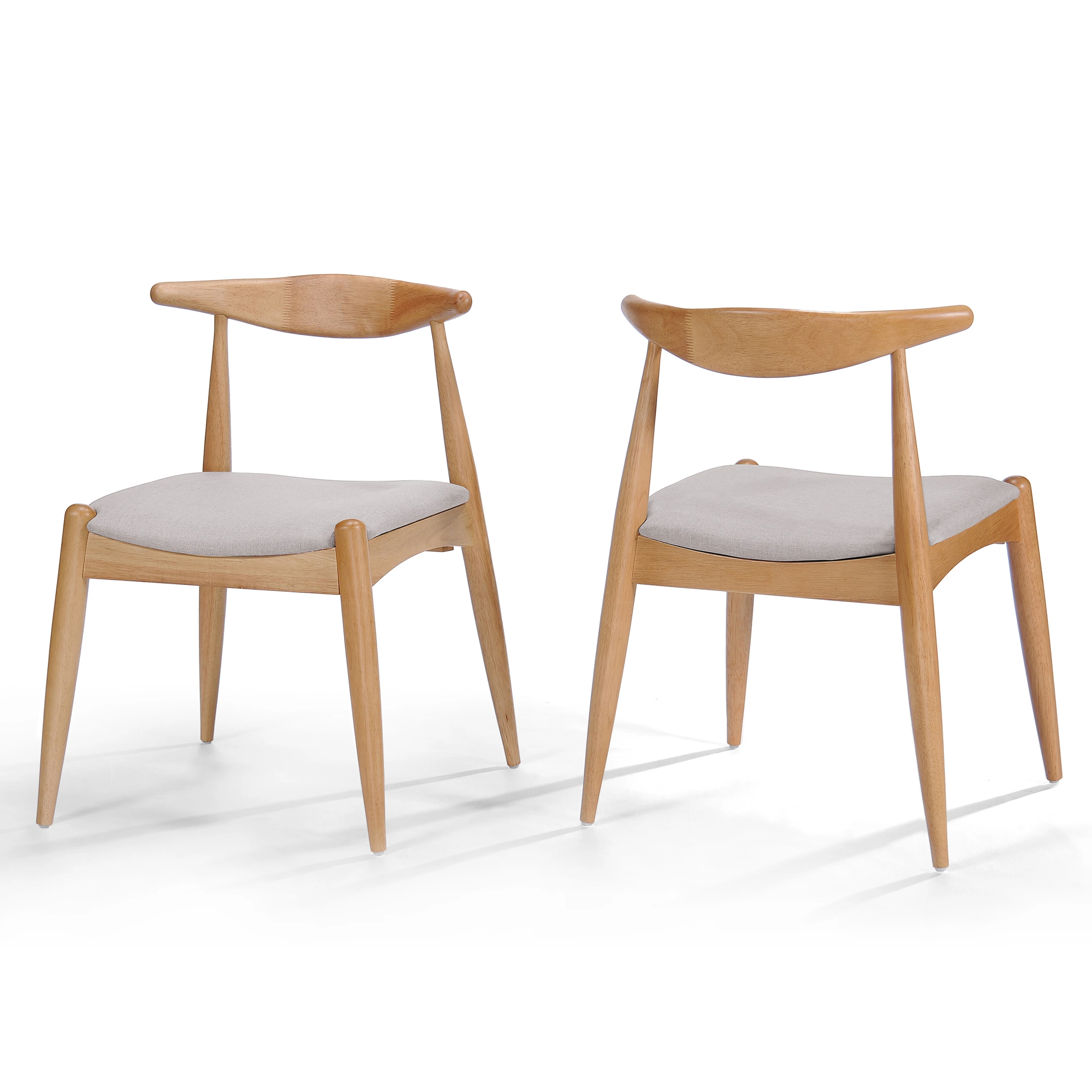 Esszimmerstuhl-Set aus Holz, 2er-Set, robuste Küchenstühle aus massiver Birke, gepolsterter Kunstledersitz, gebogene Rückenlehne