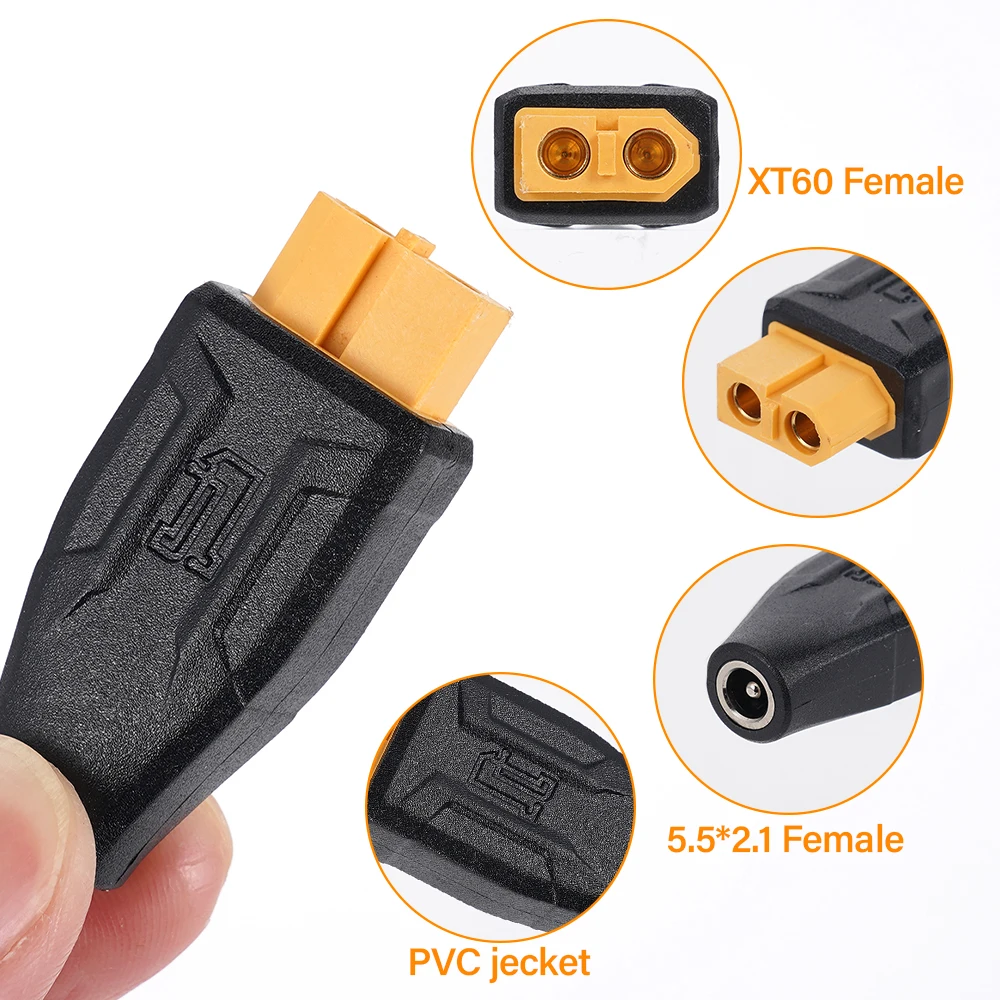 5.5*2.1 أنثى إلى XT60 شاحن أنثي شحن محول موصل التوصيل ل بطارية ليثيوم سيارة RC طائرة كوادكوبتر أجزاء