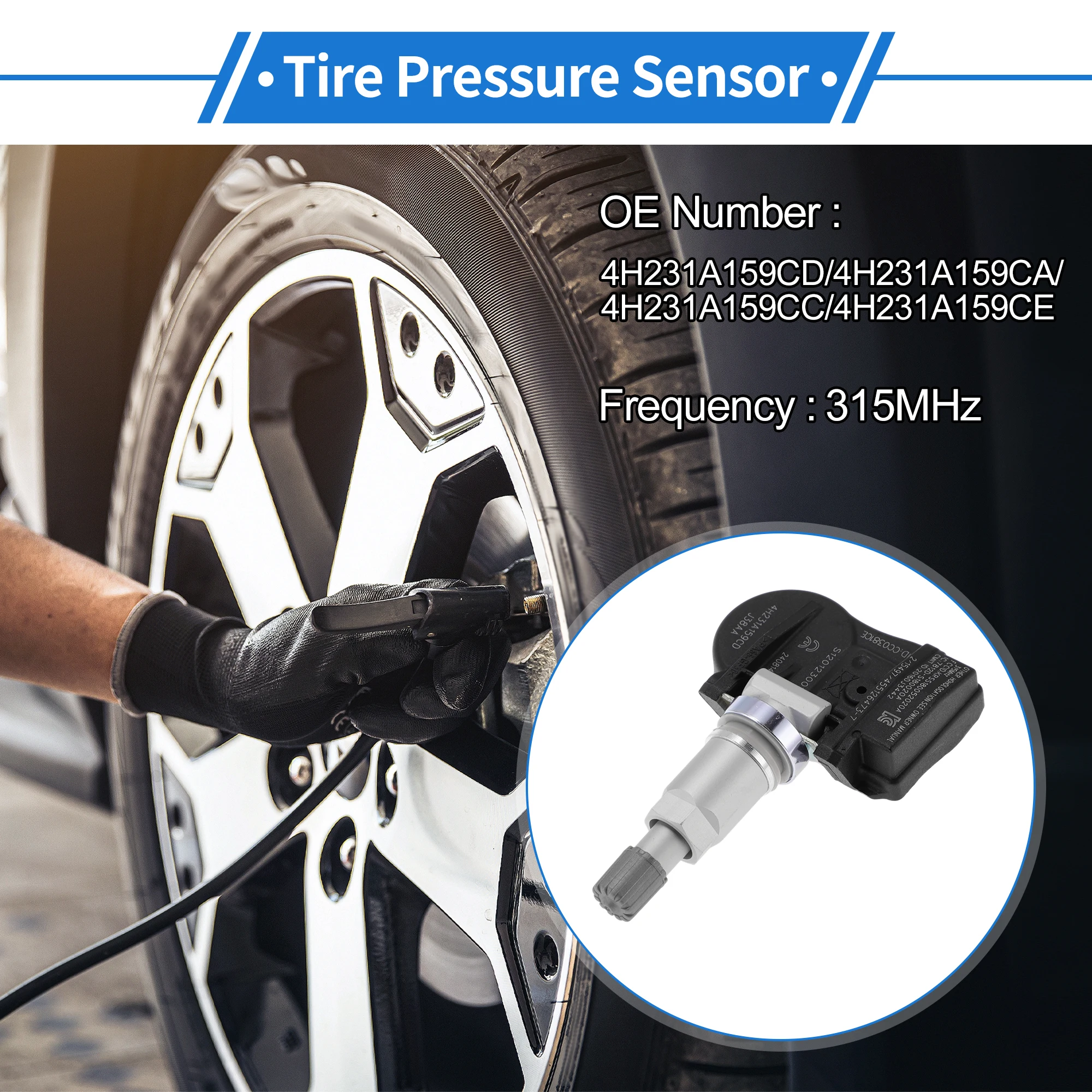 Uxcell sensor de pressão dos pneus tpms sensor 315mhz no.4h231a159cd/4h231a159ca para land rover range rover sport 2006-2013
