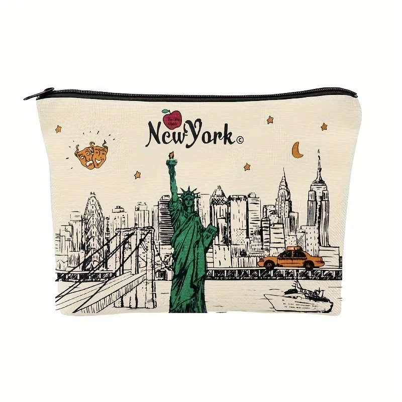 Una bolsa NewYork: linda bolsa multifuncional con cremallera para mujer, bolsa de almacenamiento de joyas, bolsa de almacenamiento pequeña con cremallera de viaje perfecta.
