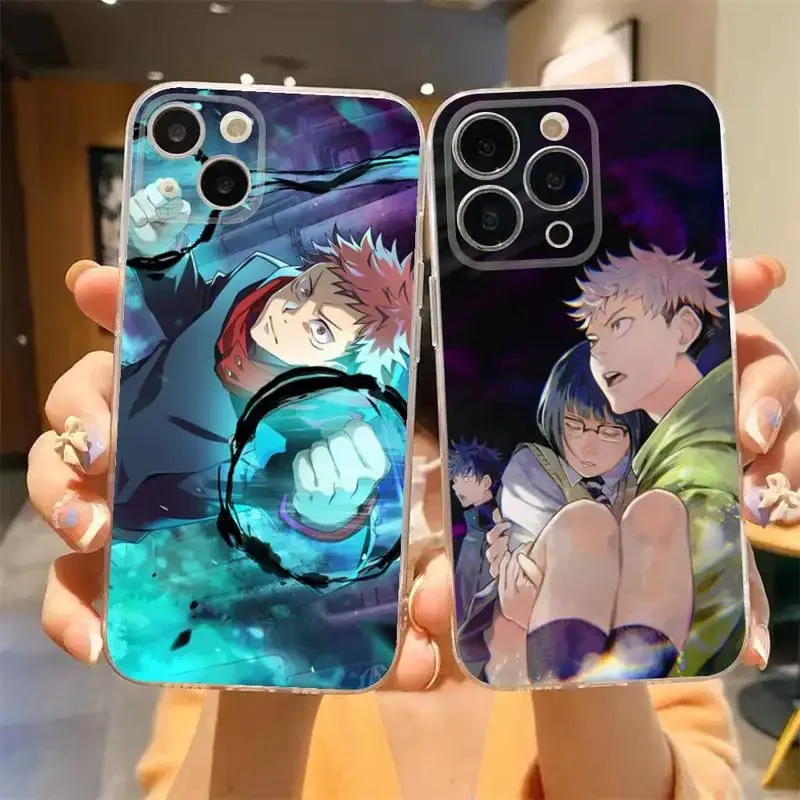 J-Jujutsu Kaisen  Yuji Itadori Phone Case For iPhone 11 12 Mini 13 14 15 Pro XS Max X 8 7 6s Plus 5 SE XR Transparent Shell