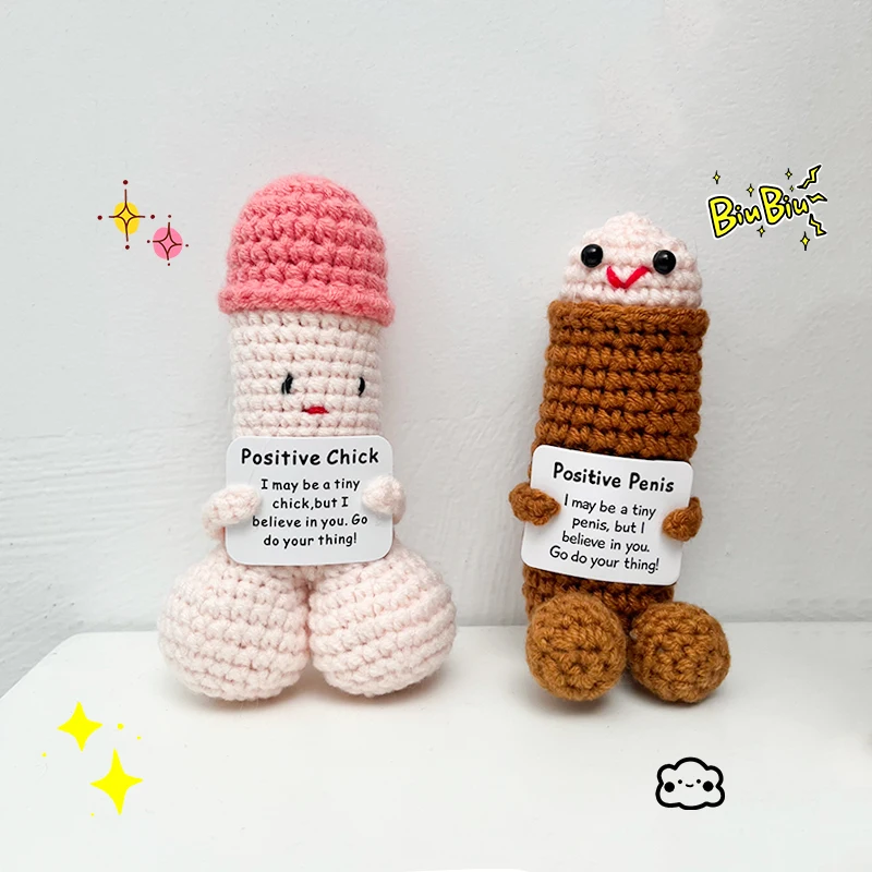 Crochet Hug Pocket Ornament Funny Handmade Support Doll Gift Crochet Encouragement Toy Ornament Boyfriend Husband Bedroom Decor