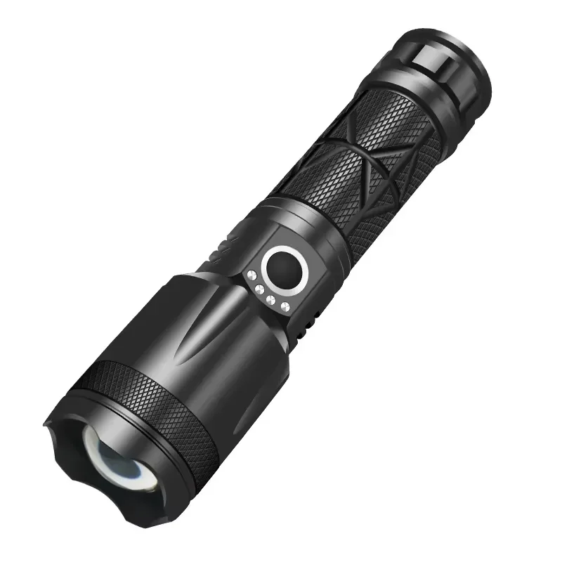 LED Flashlight Ignition Lens 2000,000 Lumens Super Bright Tactical Light Zoomable Five Modes Camping