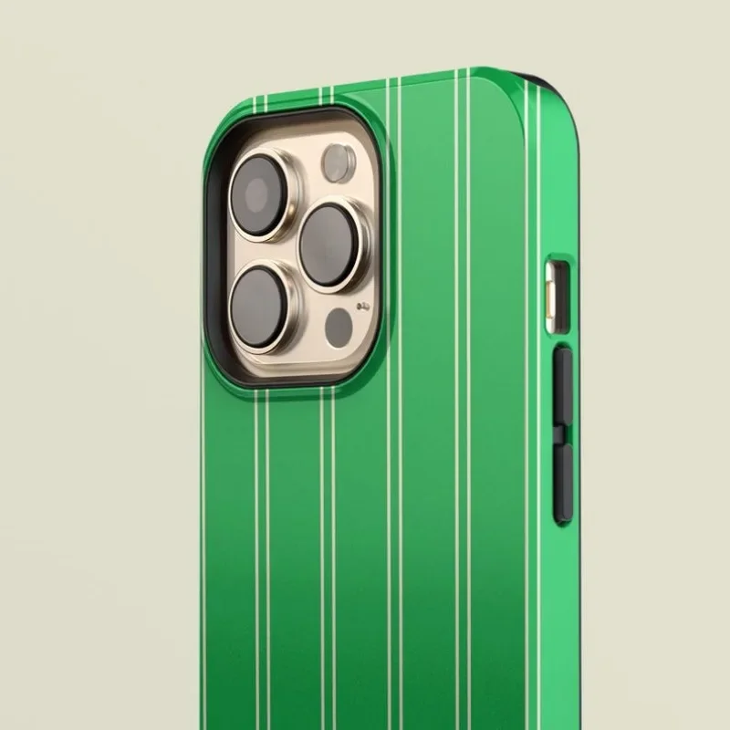 Pinstriped Green Case Case For IPHONE 16ProMax 15 14 13 12 11 PRO Plus Acrylic TPU Two in one Magnetic Phone Cases