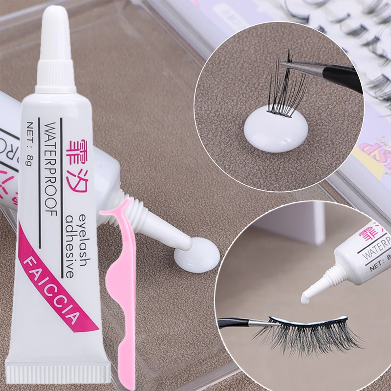 White False Eyelash Extension Glue, Quick Dry, impermeável, cílios postiços duradouros, pinças cola, ferramentas de maquiagem, 8ml