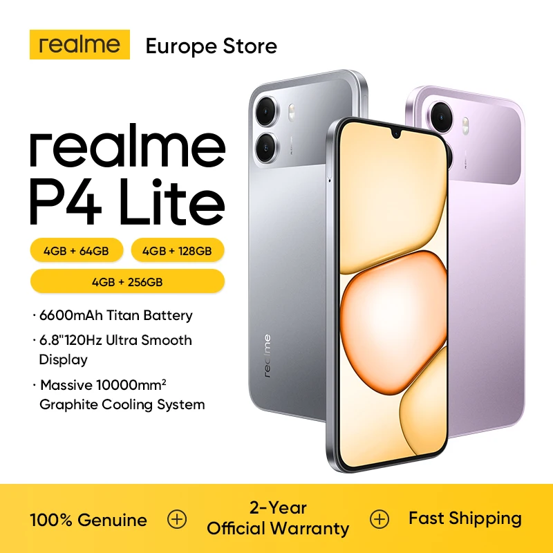 Teléfono Inteligente realme P4 Lite, Batería de 6600 mAh, Carga de 15 W, Pantal…