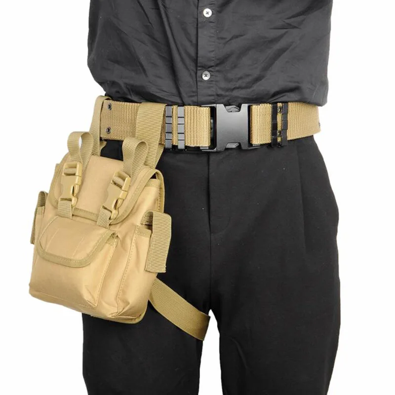 Tactical Drop Leg Rig Utility Pouch with Belt & Thigh Strap Molle-Compatible Waist/Hip Deployment Bag for Outdoor & Duty Use