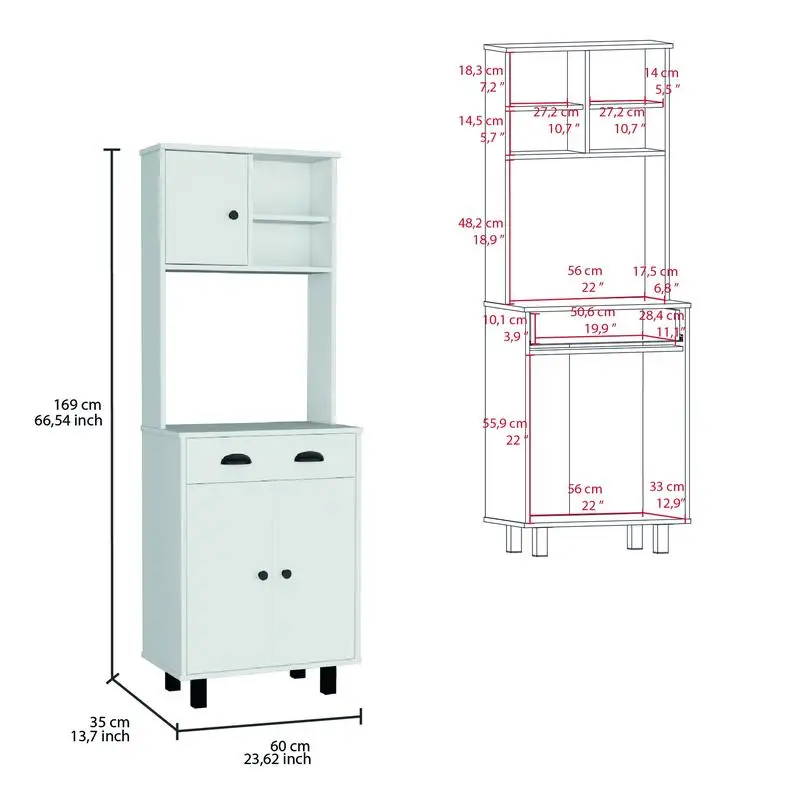 مخزن المطبخ مع خزائن ورفين ودرج للتخزين والتنظيم #3