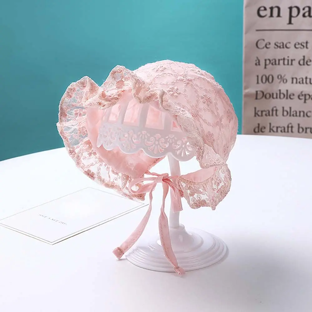 Summer Lace Photography Props Girl Sun Caps Baby Hat Cotton Infant Bonnet