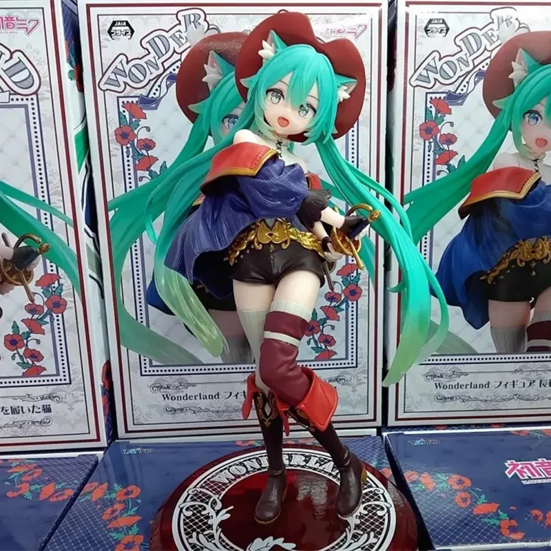 

Hatsune Miku, оригинальная фигурка Taito, страна чудес, Piapro Miku Puss In Boots, аниме, экшн-модель, коллекционные украшения, игрушки, подарок