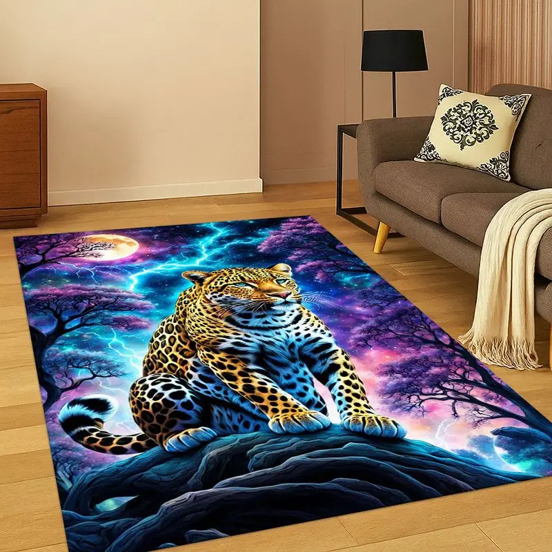 Leopard Cheetah Beast Animal Carpet Rug for Bedroom Living Room Sofa Playroom Doormat Home Decor,Kid Play Area Rug Non-slip