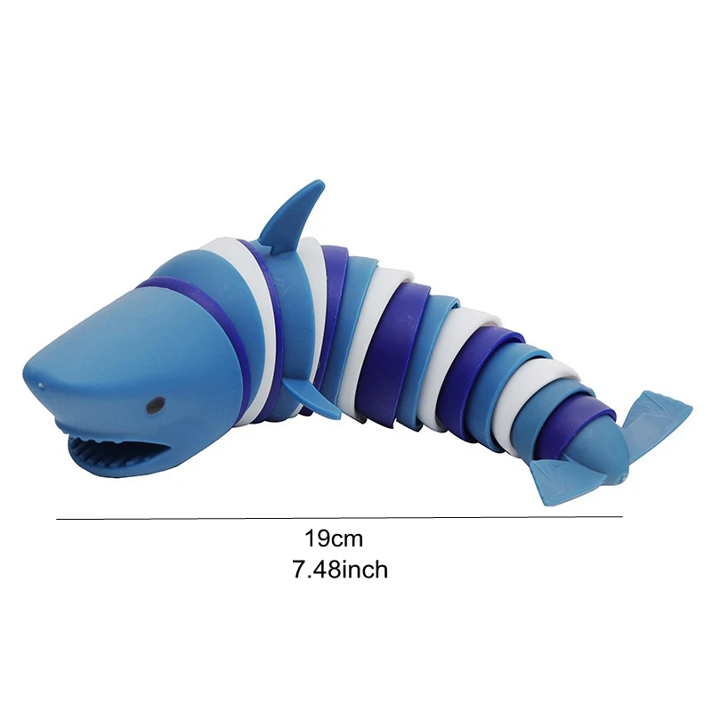 18.5CM 14CM 7CM Colorful Slug Articulated Flexible 3D Slug Shark Fidget Relief Anti-Anxiety Sensory Kids Toys