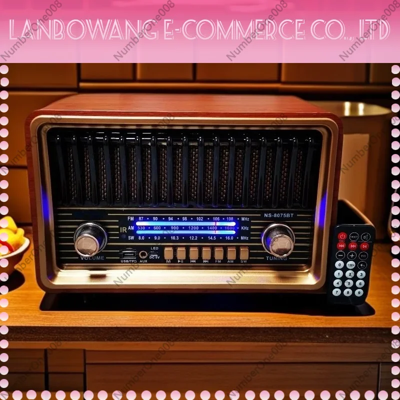 Retro Desktop Radio Bluetooth Speaker, FM MW SW Multi-band Radio with Remote Control, Home Decor Table Clock view 4