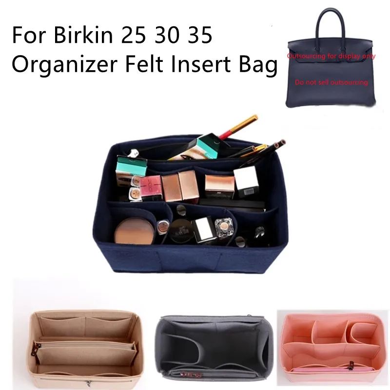 Hot Popular Women\'s Makeup Organizer Felt Cloth Insert Bag Multi-functional Travel Cosmetic Bag Fit H-Birkin25 30 35 Liner Bags