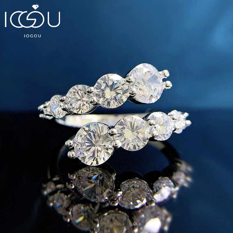 Pierścionki z moissanitami o łącznym wadze 3,26 ct dla kobiet, błyszczące pierścionki zaręczynowe i ślubne z diamentami, rocznicowe, wykonane ze srebra próby 925.