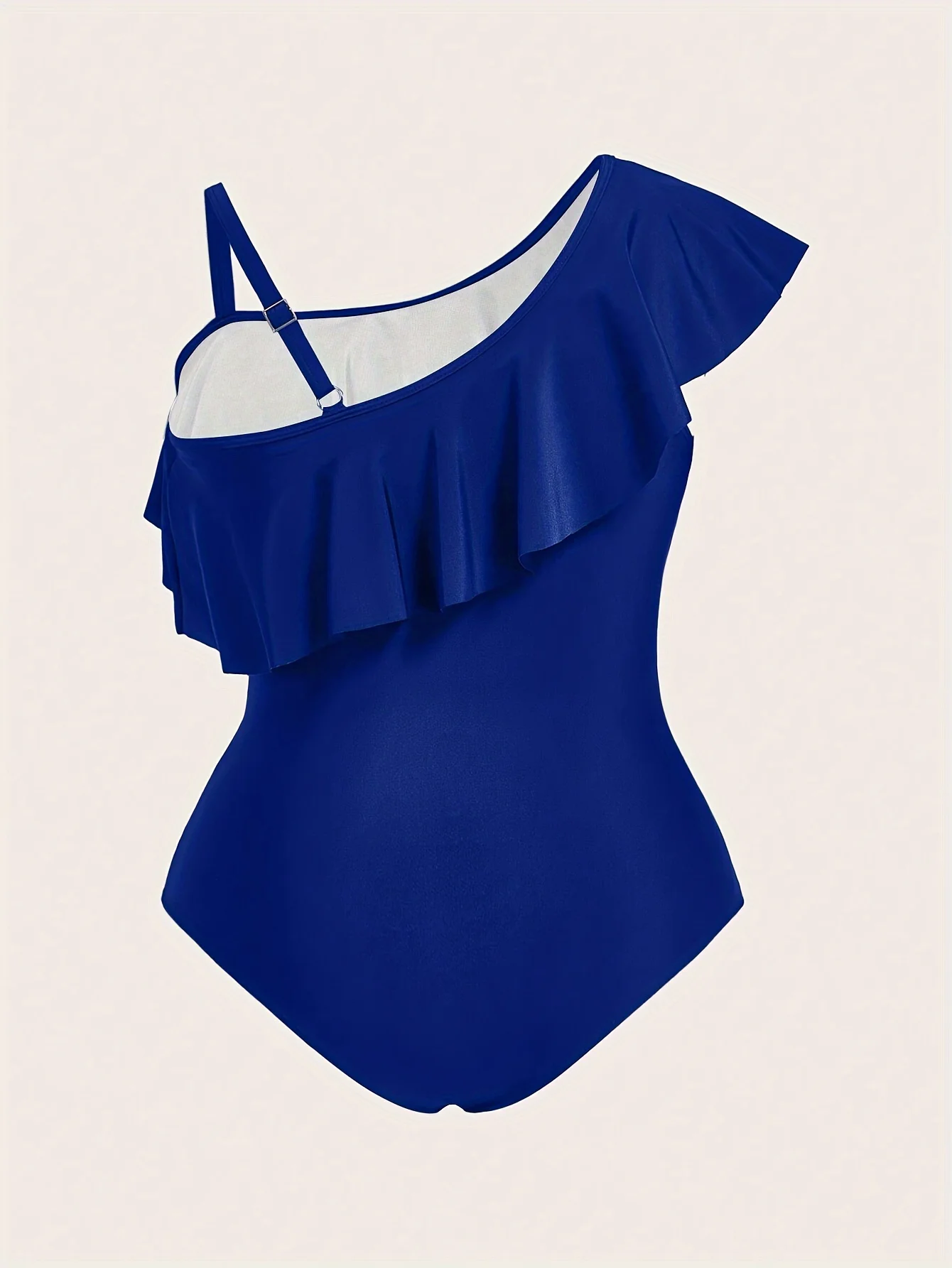 2026年新作エレベイトネイビーセット - ワンショルダーラッフル水着、ブルーゼブラ柄カバーアップスカート、洗練された水着＆カバーアップ