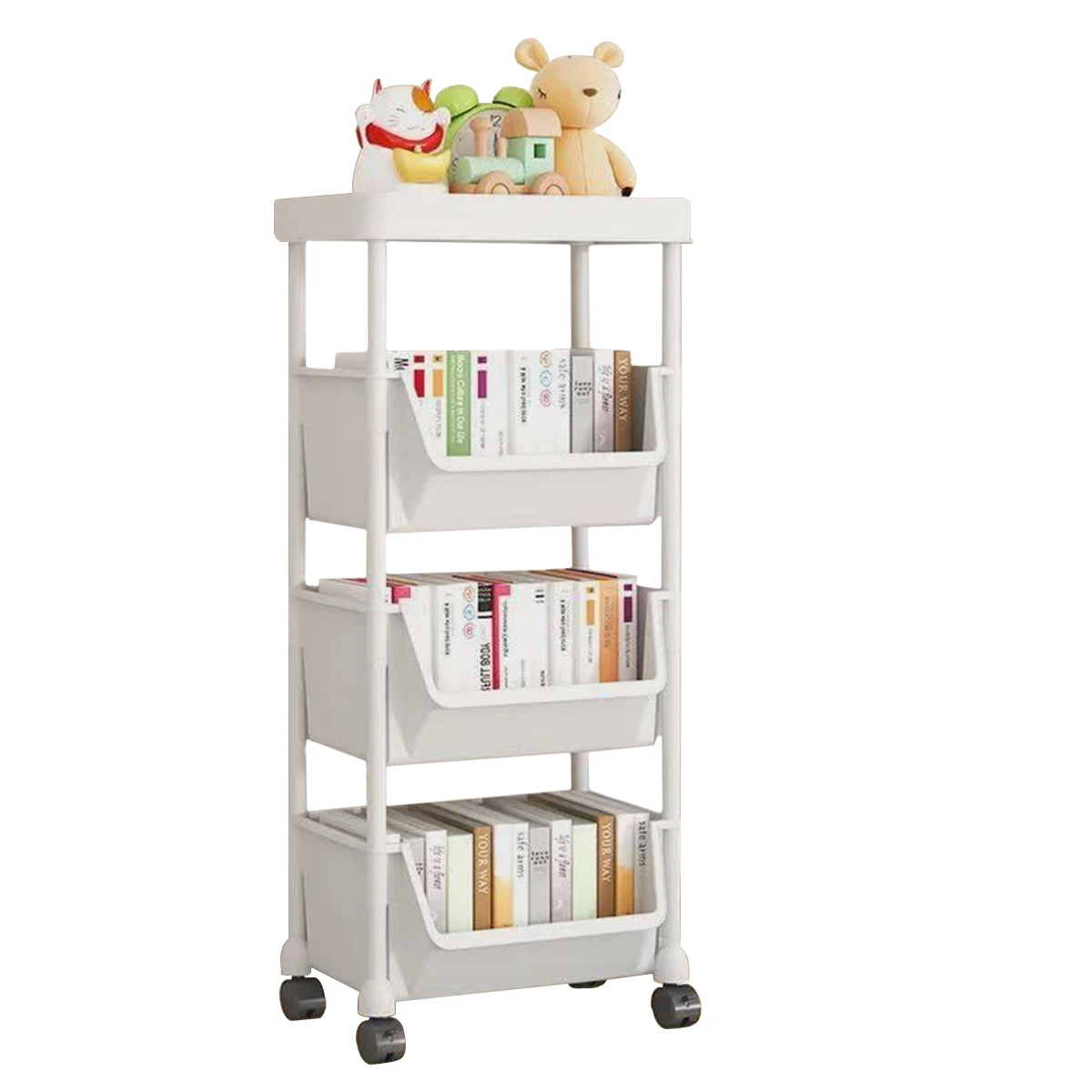 

3-layer multifunctional durable plastic rolling storage cart with wheels easy to move storage shelf for kitchen bathroom bedroom