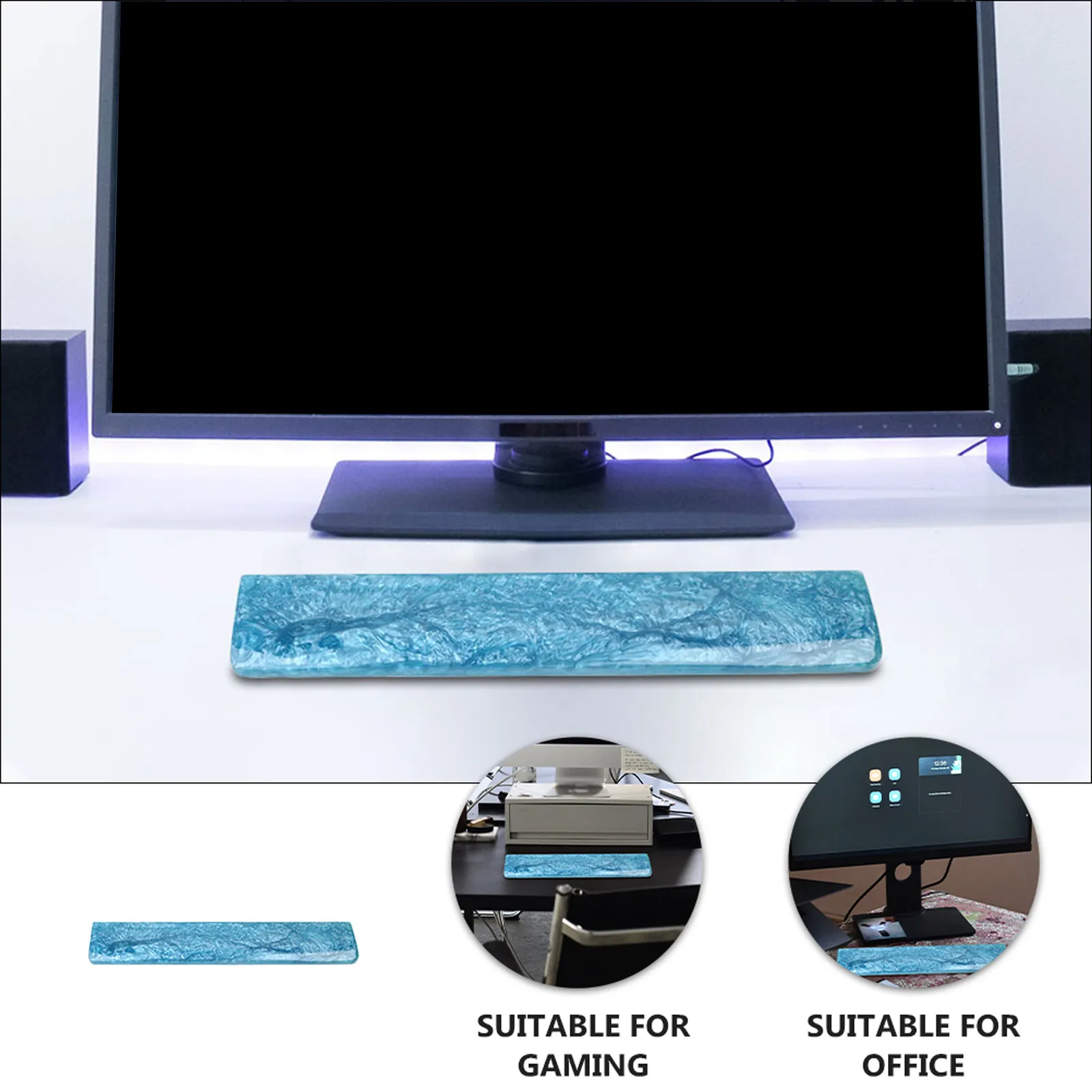 Ergonomic Blue Epoxy Resin Keyboard Wrist Support Pad Comfortable Cushion for Computer Gaming Laptop Keyboard Wrist Rest Pad - view 2