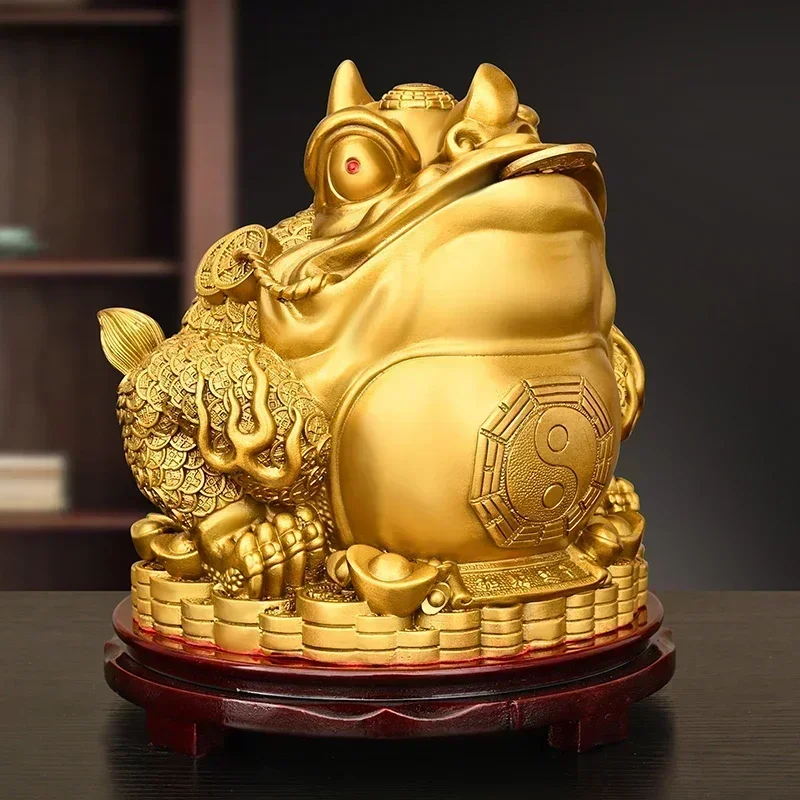 

Feng Shui Lucky Copper Gold Toad Ornament Home Office Store Opening Three-legged Toad Decor
