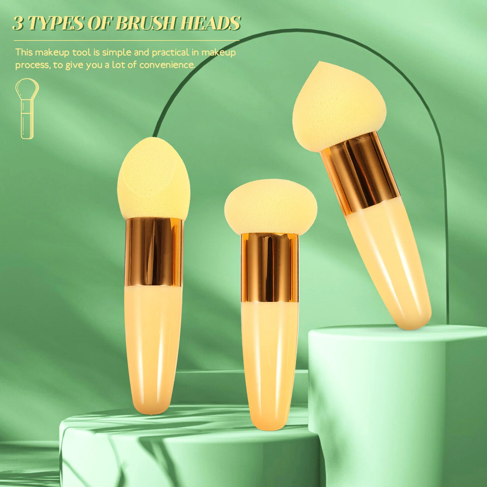 

3pcs Makeup Pen Set Beauty Tools Sponge Brushes Applicator Gadget Supplies Emulsion Sponges Novel Practical Premium Material