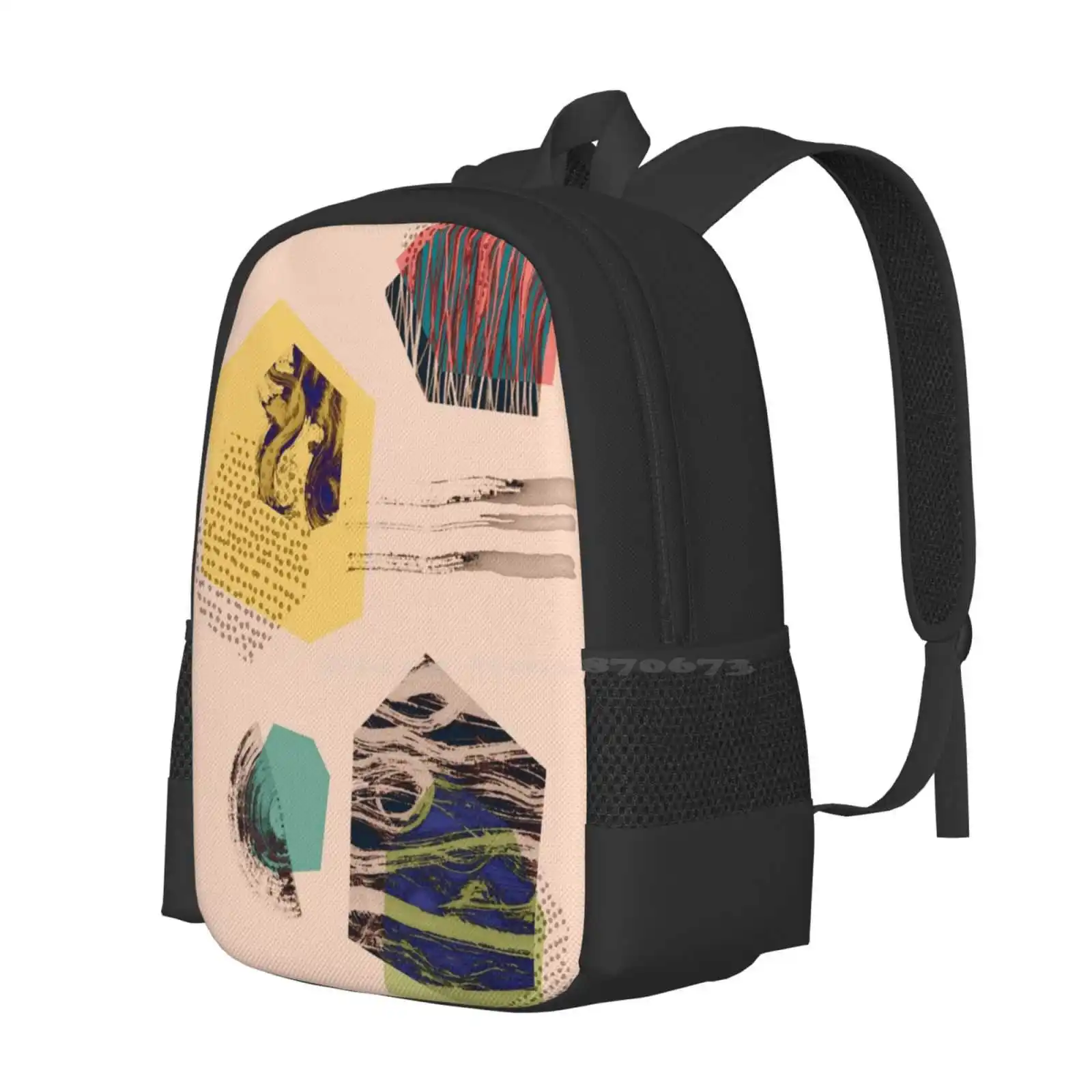 Rocks 3 New Arrivals Unisex Bags Student Bag Backpack Japanese Zen Garden Textures Block Shapes Overlapping