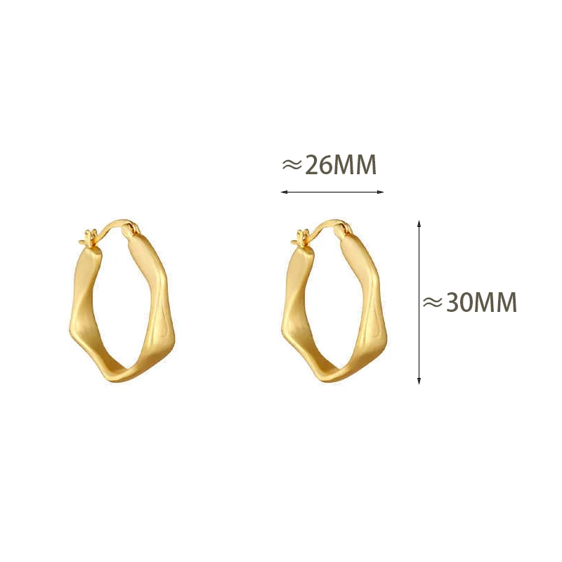 Women's Gold Color Irregular Round Hoop Earrings