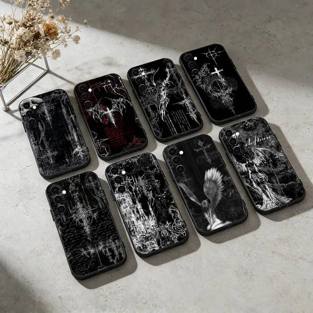 

Gothic Cyber Sigil Cross Phone Case For Samsung GalaxyA13,21s,22,31,32,52,53,71,72,73,Soft Black Cover
