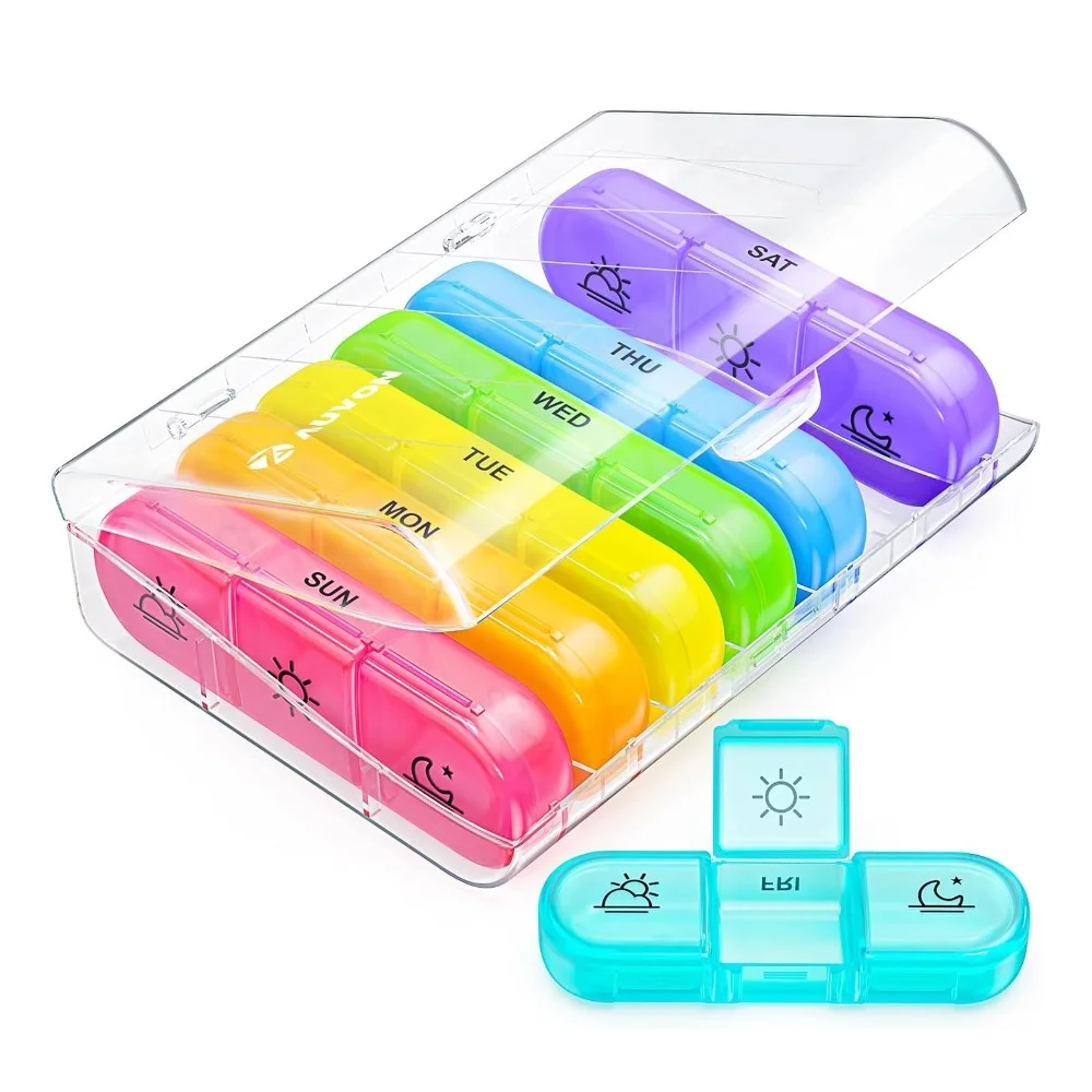 

New Hot Premuim Portable Weekly Pill Organizer Box Cases Storage 7 Day 3 Times A Day Container for Medicine Vitamins Fish Oils
