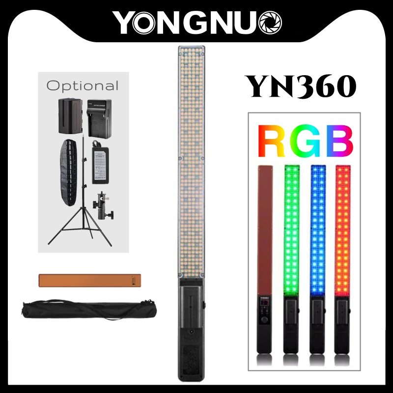 

YONGNUO Handheld LED Video Tube Stick Light YN360 Photography Studio Ice Lamp Bi-Color 3200K 5500K RGB For Vlog Makeup TikTok