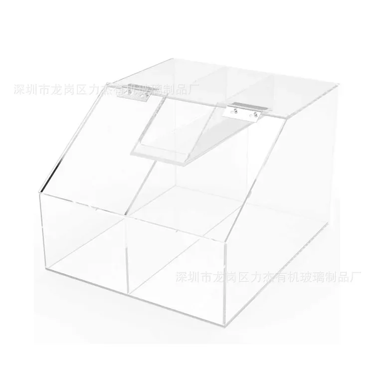 

Factory acrylic mall supermarket dried fruit candy transparent storage box Square large size vending display shelf with lid