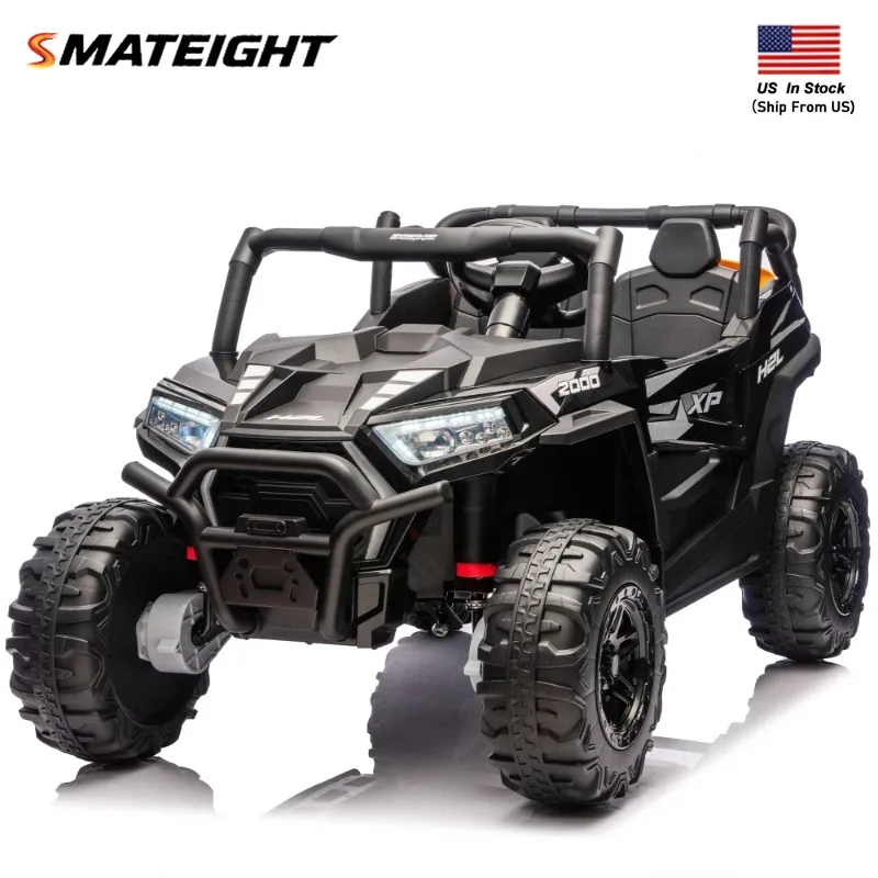 24V XL 2-Seater Kids Ride-On UTV Four-Wheel Suspension LED Headlights,Power Display, Bluetooth,Built-in Music For age 3+