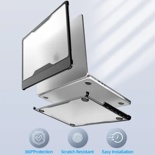 Imagen 2 del producto EGYAL para 2020 Air 13 funda para MacBook Pro 14 M3 M2 M1 Pro 13 con carcasa protectora con patrón de fibra de carbono de alta transparencia