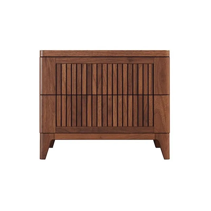 

Nordic retro style, Italian simple pure solid wood, bedside table, black walnut storage cabinet