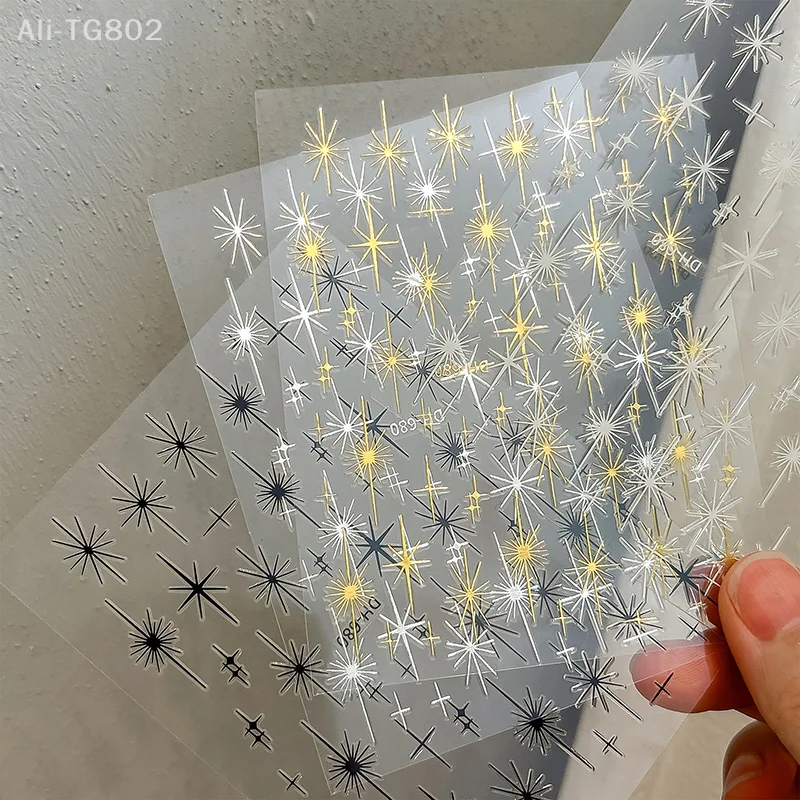 Star Radiant 3D Selbstklebende Nagelkunst-Aufkleber Linien-Designs DIY Maniküre-Dekor Nagelzubehör