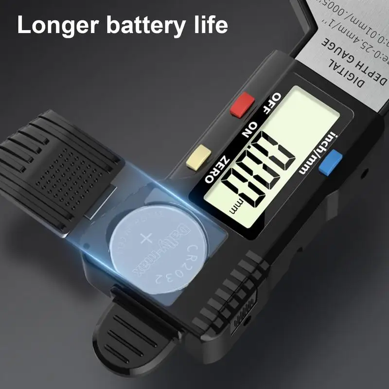 

Измеритель глубины шин, инструмент для измерения глубины, цифровой тестер износа 0-25,4 мм, диапазон 0,01 мм, высокая точность с возвратной пружиной для