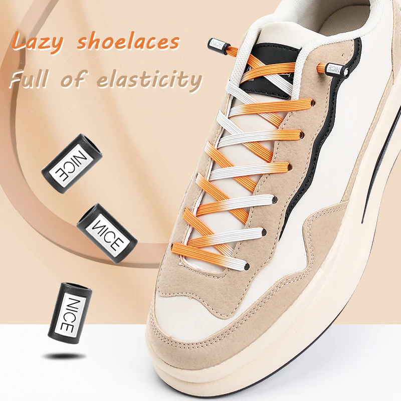 

Gradient Shoelaces Without Ties Elastic Laces Sneakers Flat Shoestring Kids Adult Rubber Band For Shoes Lazy Quick Accessories