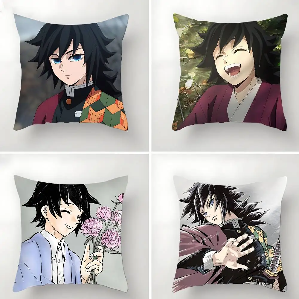 Cute T-Tomiokas Giyuus Case Plush Fabric Soft Pillowcase Double Sided Print Cushion Cover Household Gifts