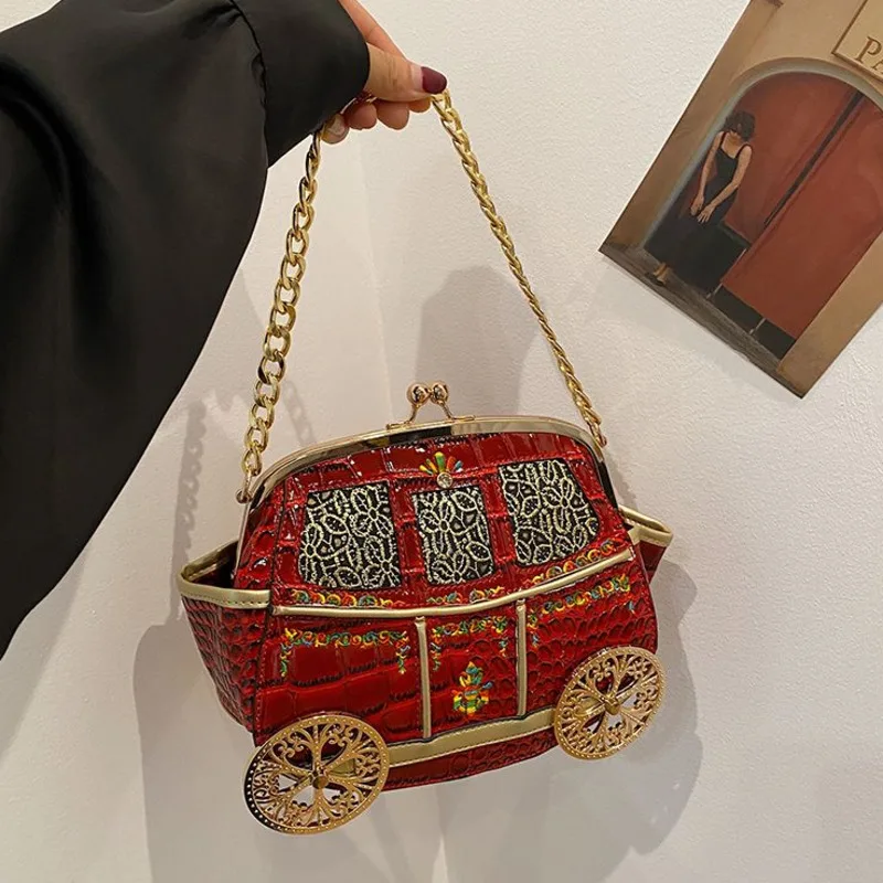 Pumpkin Car Waist Bag Women 2024 Fashion French Advanced Creative Styling Carriage Bag Chain Bag Single Shoulder Crossbody Bag