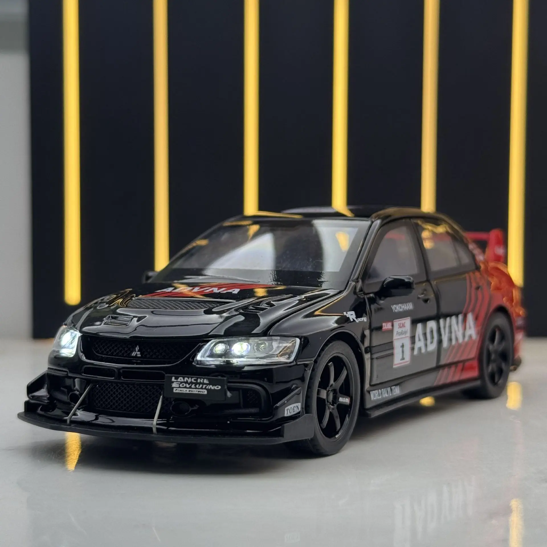 1:32 미쓰비시 EVO RACE 수정 된 자동차 합금 다이 캐스트 모델 장난감 자동차 사운드 라이트 소년 선물을위한 금속 자동차를 뒤로 당겨