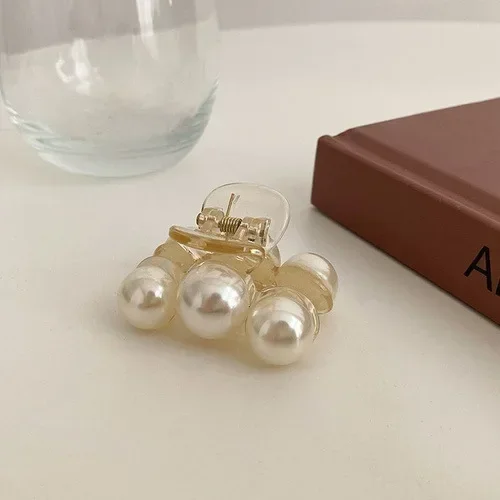 Korean Style Pearl Elegant Women\'s Geometric Small Hair Clip Simple Circular Temperament Sweet Girl Half Tie Hair Accessories