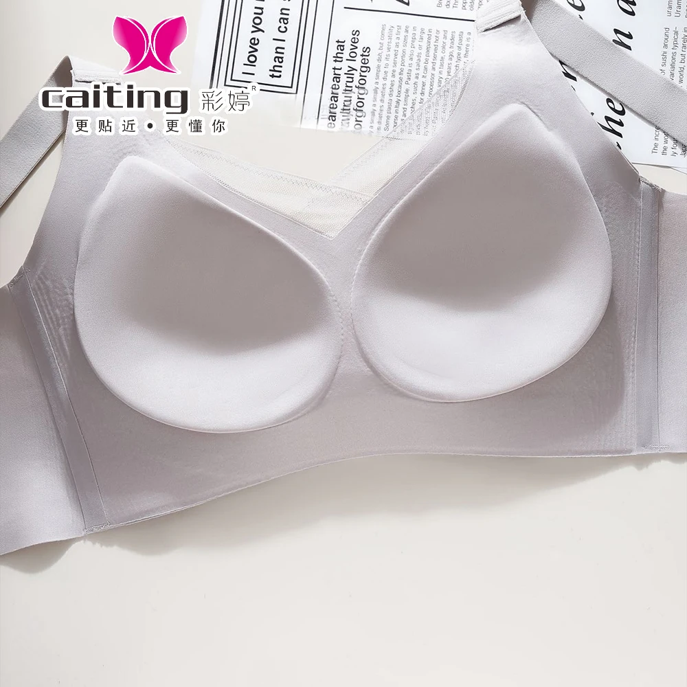 CAITING Dámská sexy sportovní podprsenka s krajkou, bez kostic, bez kostic, top na jógu - náhled 4