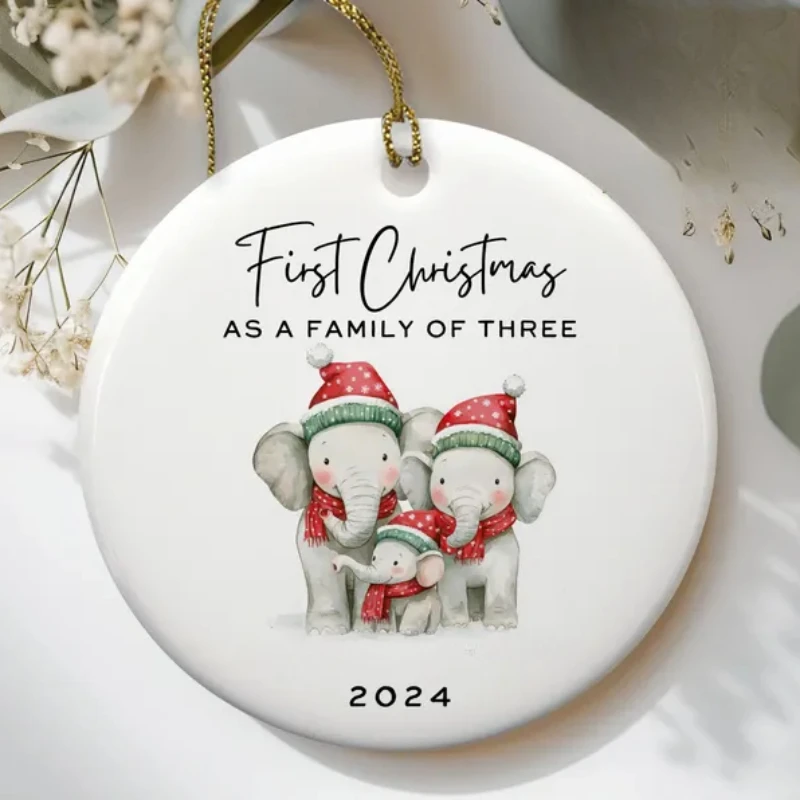 Family of Three Christmas Ornament Baby Gift and House Decoration with Jungle Animals Theme Gift for Baby House Home Decor