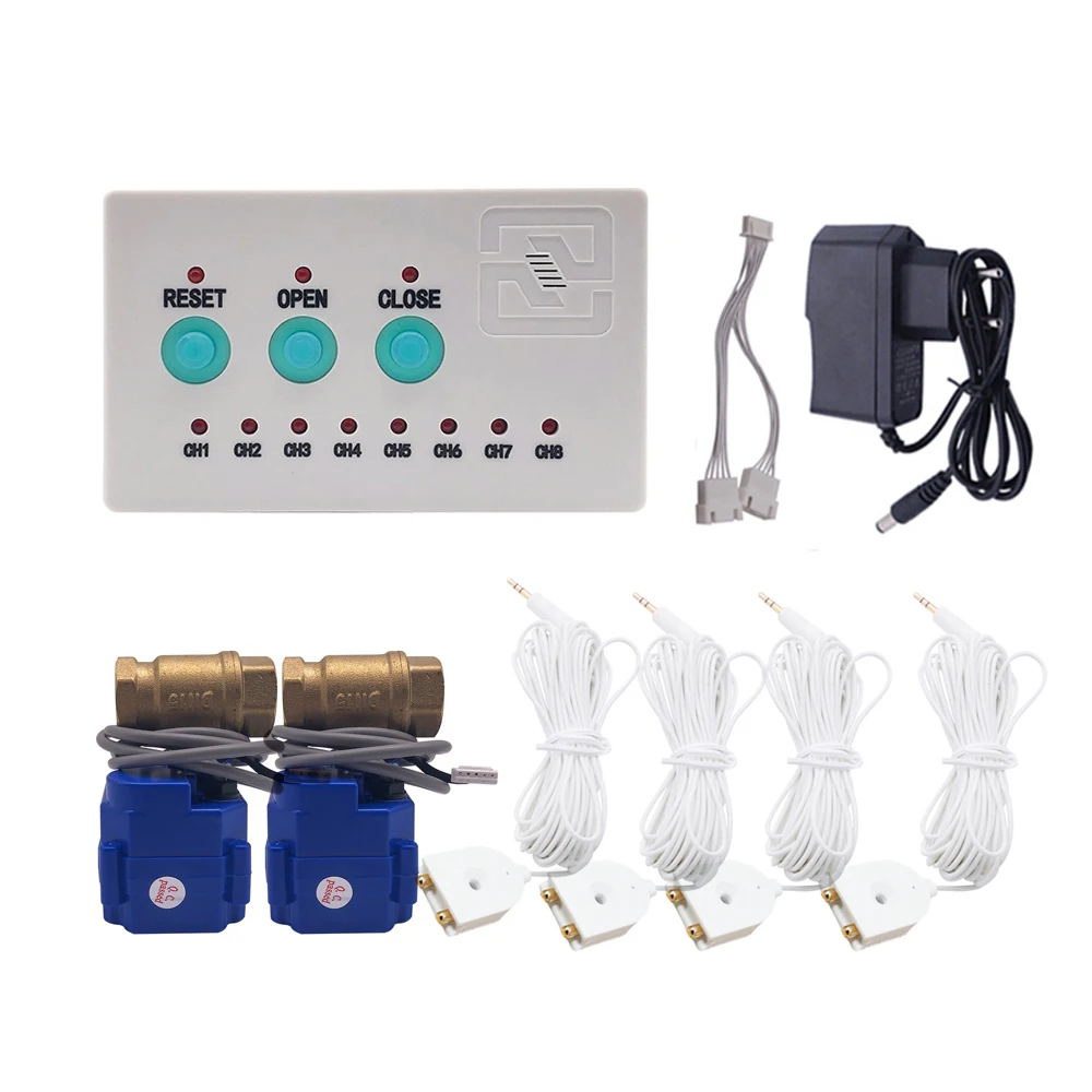 

Russian Ship Water Leak Detector WLD-808 with 2pcs 1/2" (DN15) Smart Valve and 4pcs 6-meter Water Sensor Against Overflow