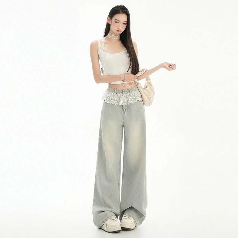 

Loose Jeans Womens Pants Casual Wide Leg Trousers Comfortable Denim Relaxed Fit High Waist Fashion Plus Size Street Style