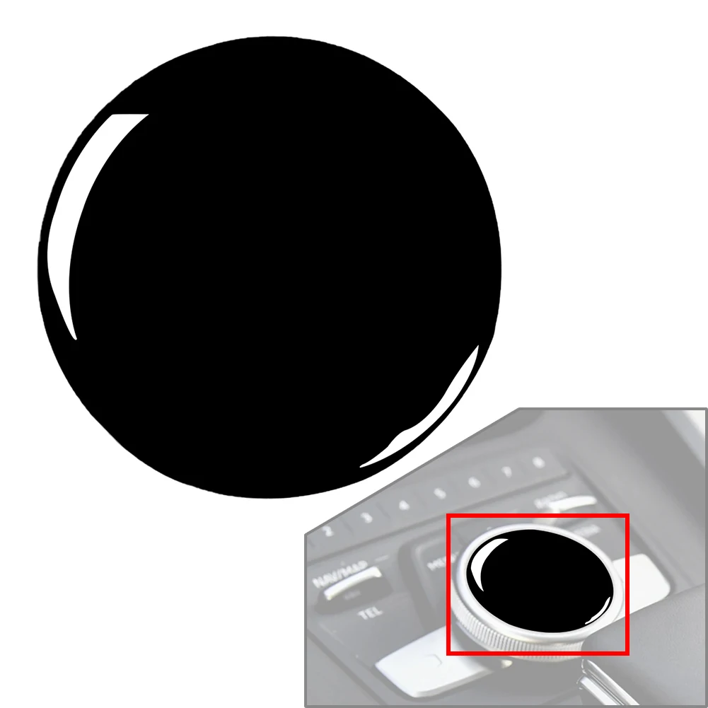 Media Volume Knob Cover Switch Button Sticker Trim For Audi A4 B9A5 2017-2019 ABS Piano Black